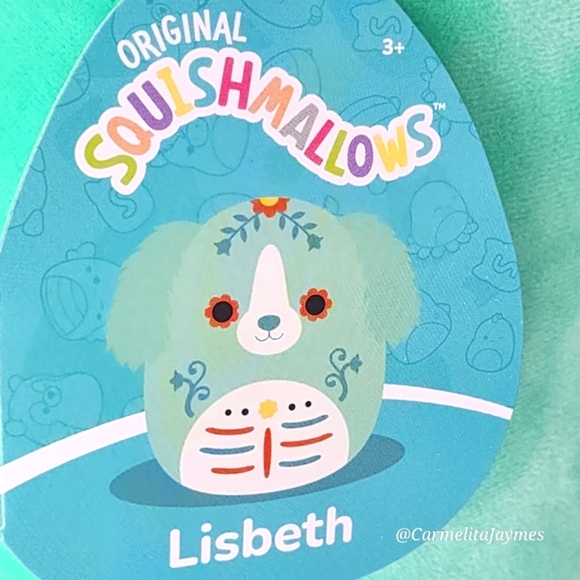 LISBETH 🐶 Blue DOTD Embroidered Dog Original Squishmallows By Kellytoy NWT *PC* - Picture 3 of 8